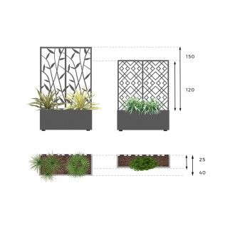 Modular planter with sunblind in steel - Scherma | IsaProject