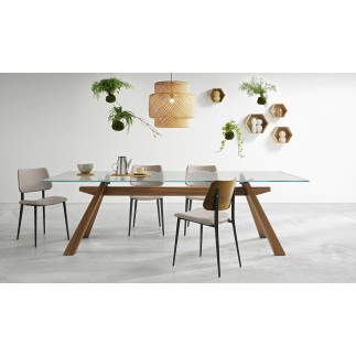 Tavolo da pranzo con piano in vetro - Zeus | Midj