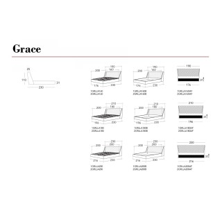 Design Double Bed in fabric or leather - Grace | IsaProject