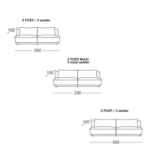 Sofa without armrest in fabric or leather - Vivien