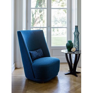 Armchair with highback in fabric or leather - Vivien