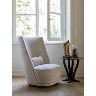 Armchair with highback in fabric or leather - Vivien | IsaProject