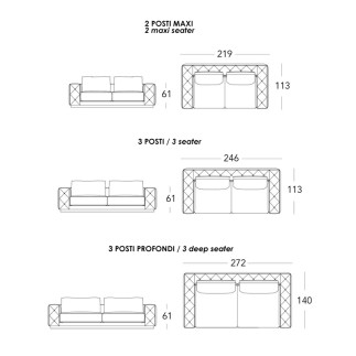 2-Seater sofa in fabric or leather - Tracy