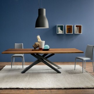 Rectangular table with wooden top - Pechino | Midj