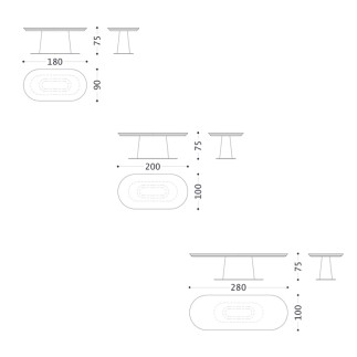 Oval dining table leather base and wood top - Judy | IsaProject