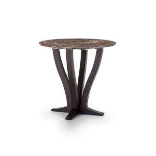 Wood round coffee table with marble top - Elizabeth | IsaProject