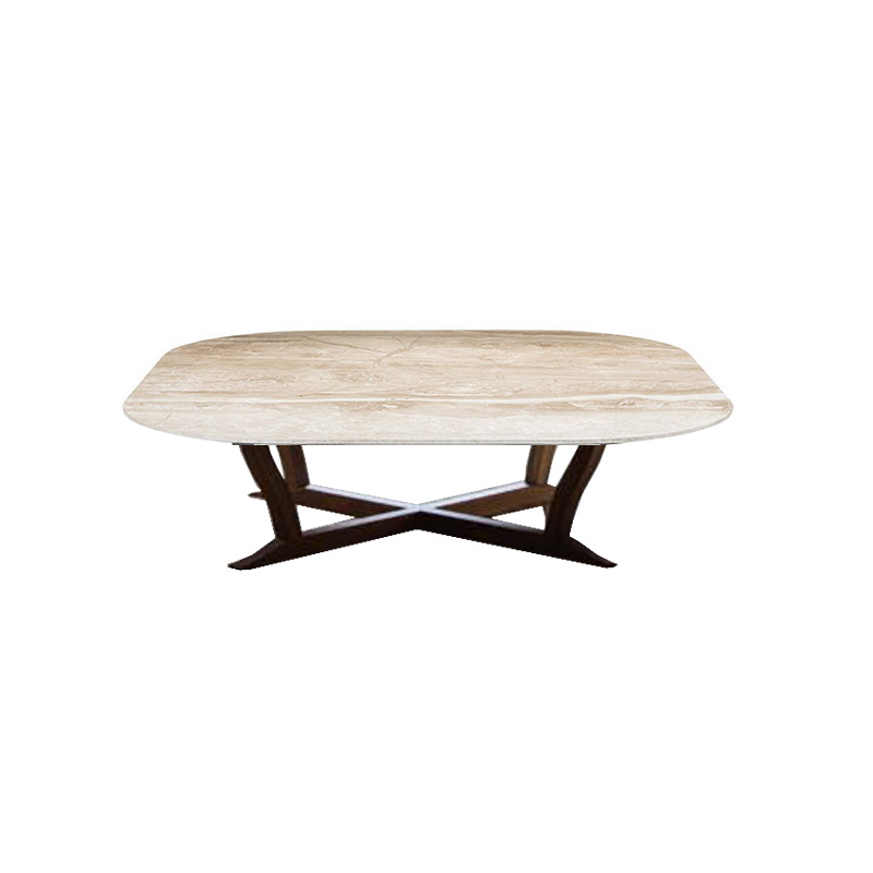 Wood square coffee table with marble top - Elizabeth | IsaProject