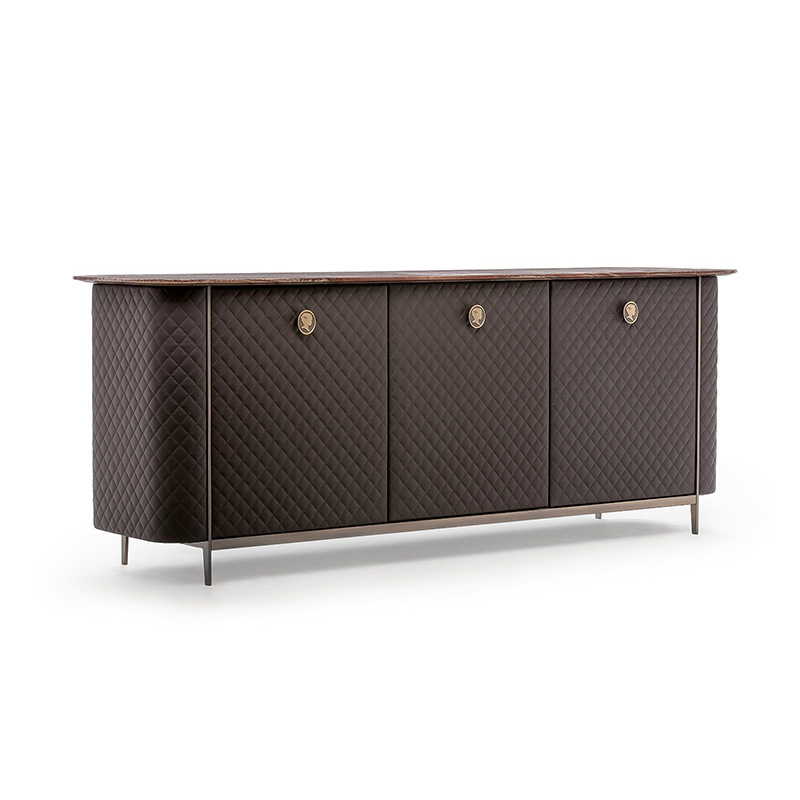 Cupboard covered in leather with marble top - Penelope | IsaProject