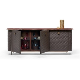 Credenza rivestita in pelle con top in marmo - Penelope | IsaProject