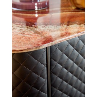 Cupboard covered in leather with marble top - Penelope | IsaProject