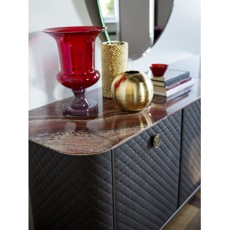 Credenza rivestita in pelle con top in marmo - Penelope | IsaProject