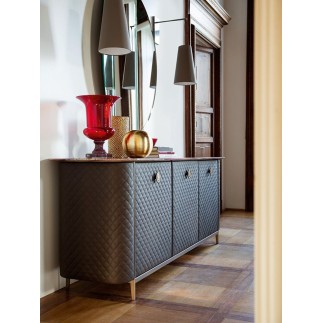 Credenza rivestita in pelle con top in marmo - Penelope | IsaProject