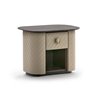 Penelope bedside table covered in leather with marble top