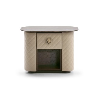 Bedside table covered in leather with marble top - Penelope | IsaProject