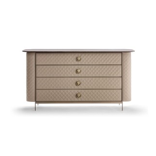 Chest of drawers covered in leather with marble top - Penelope