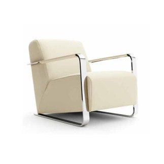 Armchair with metal base in fabric or leather - Elle | IsaProject