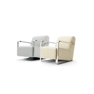 Armchair with metal base in fabric or leather - Elle