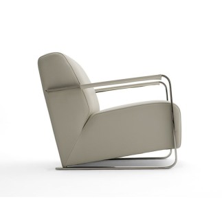 Armchair with metal base in fabric or leather - Elle | IsaProject