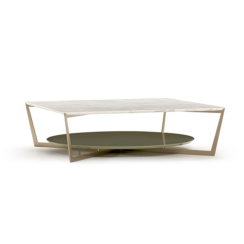 Frisco rectangular coffee table in metal and marble - ALB-1FRITAVR