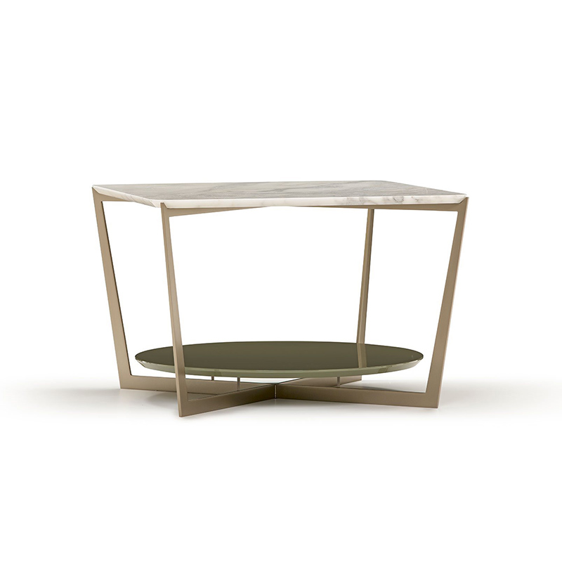 Frisco square coffee table in metal and marble - ALB-1FRITAVQA