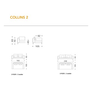 Collins 2 divano in tessuto o pelle - ALB-1CL2D2-1CL2D3