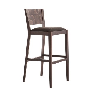 High Design Stool in Wood with Cushion Seat - Soko