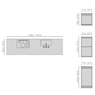 Cucina con isola e piano in quarzo - T30