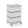 Chest of drawers with wheels and glass top