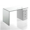 Glass desk with white pedestal