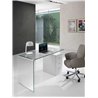 Glass desk with white pedestal