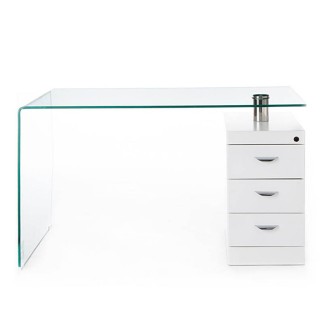 Glass Desk with White Pedestal - Barney | IsArreda