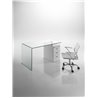 Glass desk with white pedestal