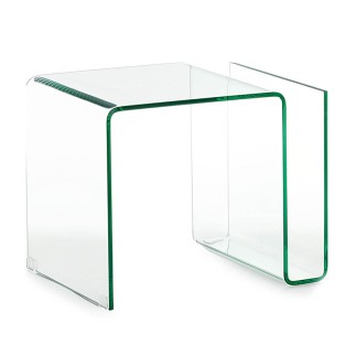 Glass Side Table with Magazine Rack - Magazine