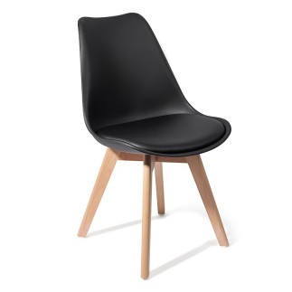 Chair in Eco-leather with Solid Wood Legs - Kiki Evo | Tomasucci