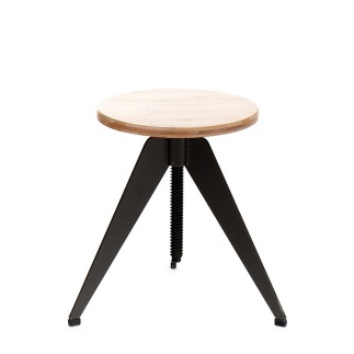 Industrial Stool with Wooden Seat - Arko | Tomasucci