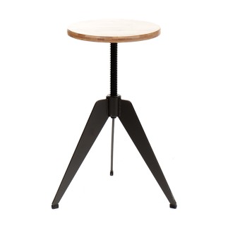 Industrial Stool with Wooden Seat - Arko | Tomasucci