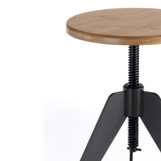 Industrial Stool with Wooden Seat - Arko | Tomasucci