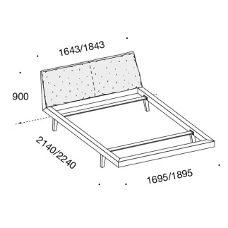 Bed in wood with padded headboard - Febo 2.0 by Msg- ISA Project