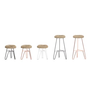 Stool/ottoman with straw seat - Donut