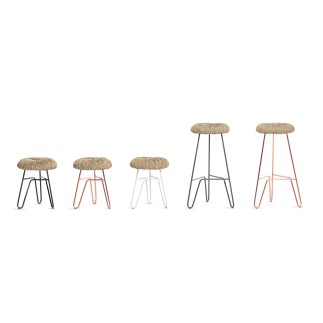 Stool with metal legs and straw seat - Donut | Mogg