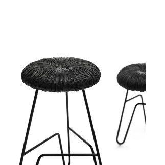 Stool/ottoman with black rope  - Donut