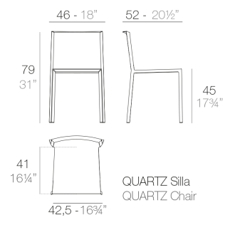 Sedia da Esterno Impilabile - Quartz | Vondom