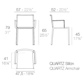 Quartz polyamide chair with armrets - Quartz | Vondom