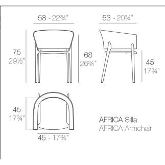 Outdoor Chair with Armrests - Africa | Vondom