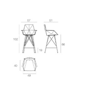 High Stool with Armrest - Faz | Vondom