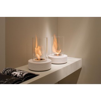 Table bio-fireplace in marble and glass - Track