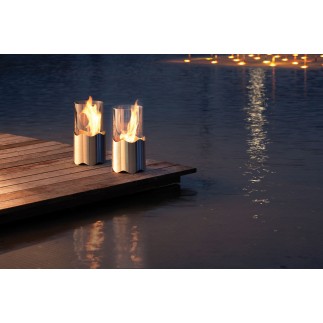 Table bio-fireplace in steel and glass - Wave - ISArreda