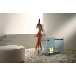 Floor bio-fireplace in glass and stainless steel - Screen