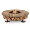 Ercole burning fire pit in steel and Rainforest marble