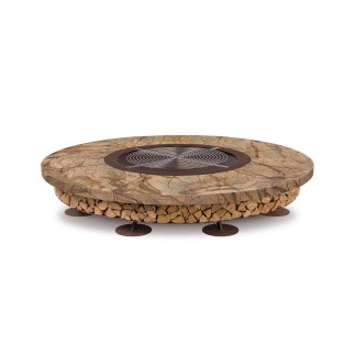 Ercole burning fire pit in steel and Rainforest marble - Fire pit - ISA Project